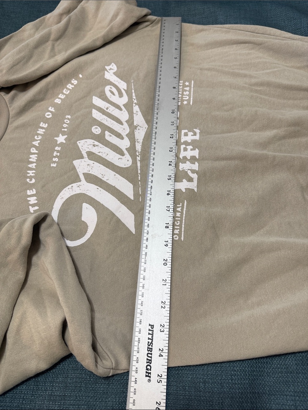 Miller High Life Men's Crewneck Sweatshirt - Taupe Size Medium Graphic - Picture 5 of 14